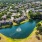 a body of water with houses along it